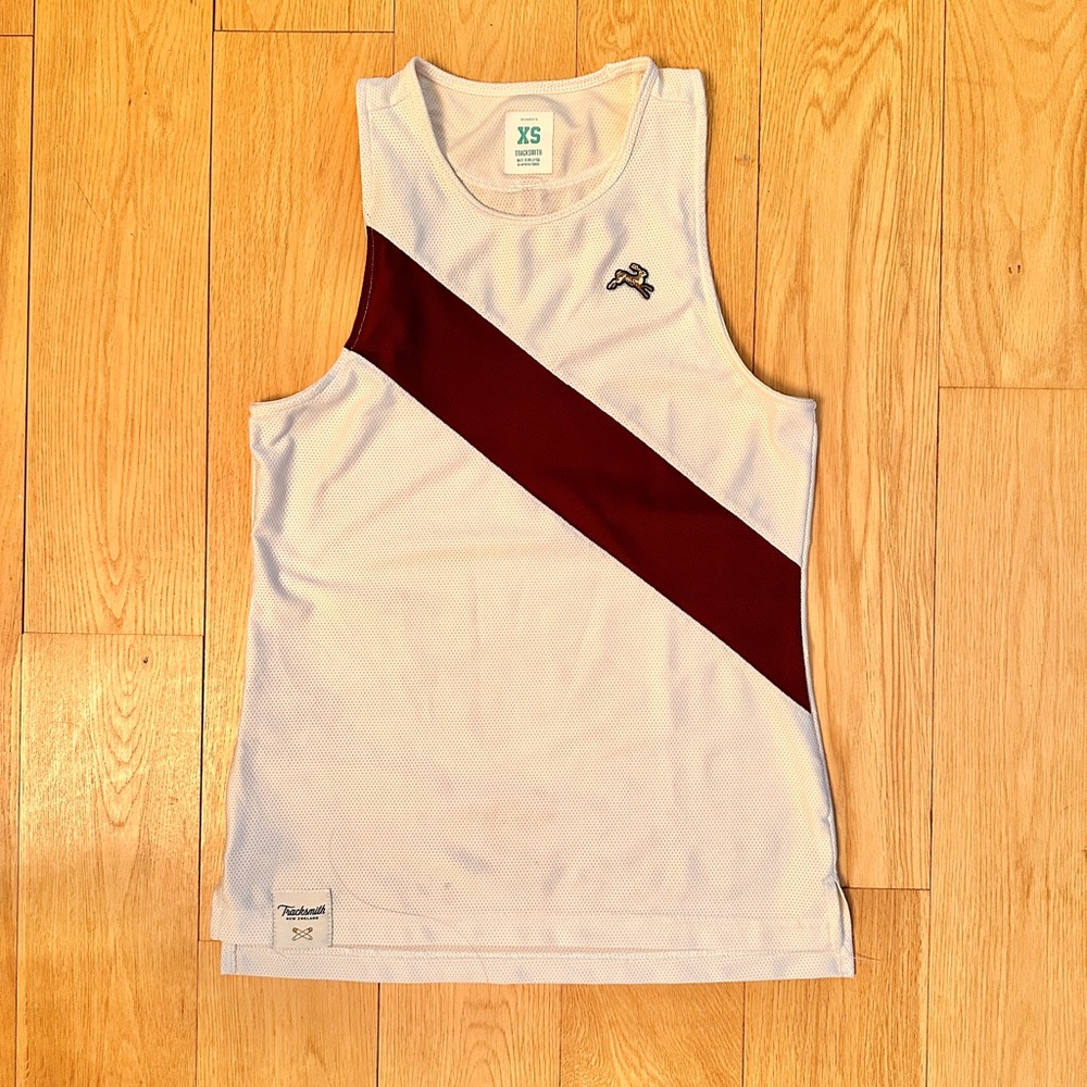 **SOLD** Tracksmith Singlet Off-white/Cream/ivory and Burgundy XS Women